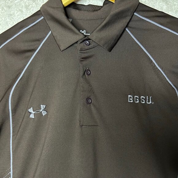 Under Armour BGS Polo Shirt Athletic Training Short Sleeve Brown Size Large - Picture 2 of 6